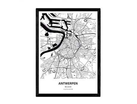 Poster NACNIC Mapa de Antwerpen Belgica (A3)