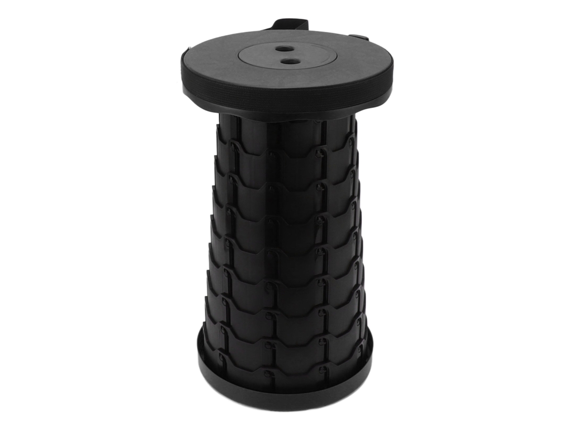 Taburete Telescópico Portátil Fabricado En Plástico Abs Pp Duradero Para Pesca, Camping Y Viajes - Negro/gris
