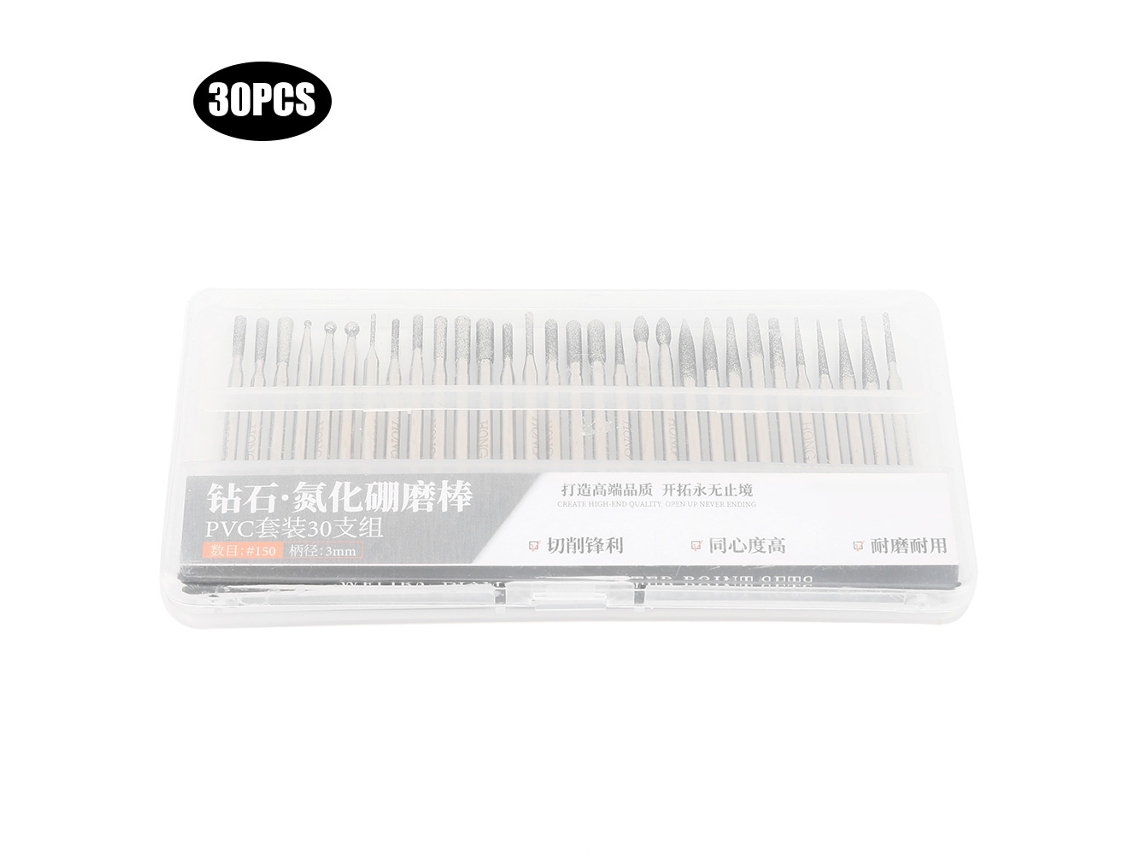 Kit De 30 Brocas De Diamante, Grano 150, Para Amoladora Eléctrica En Piedras Y Jade.