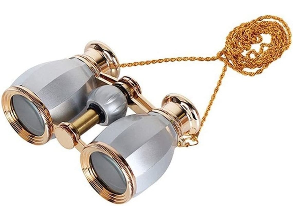 Binoculares 4x30 compactos y portátiles con marco de metal, lente óptica, cadena, telescopio, diseño elegante, regalo para niña.