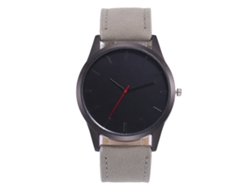 Reloj De Pulsera Analógico Redondo De Cuarzo, Estilo Casual De Negocios, Correa De Cuero Gris.