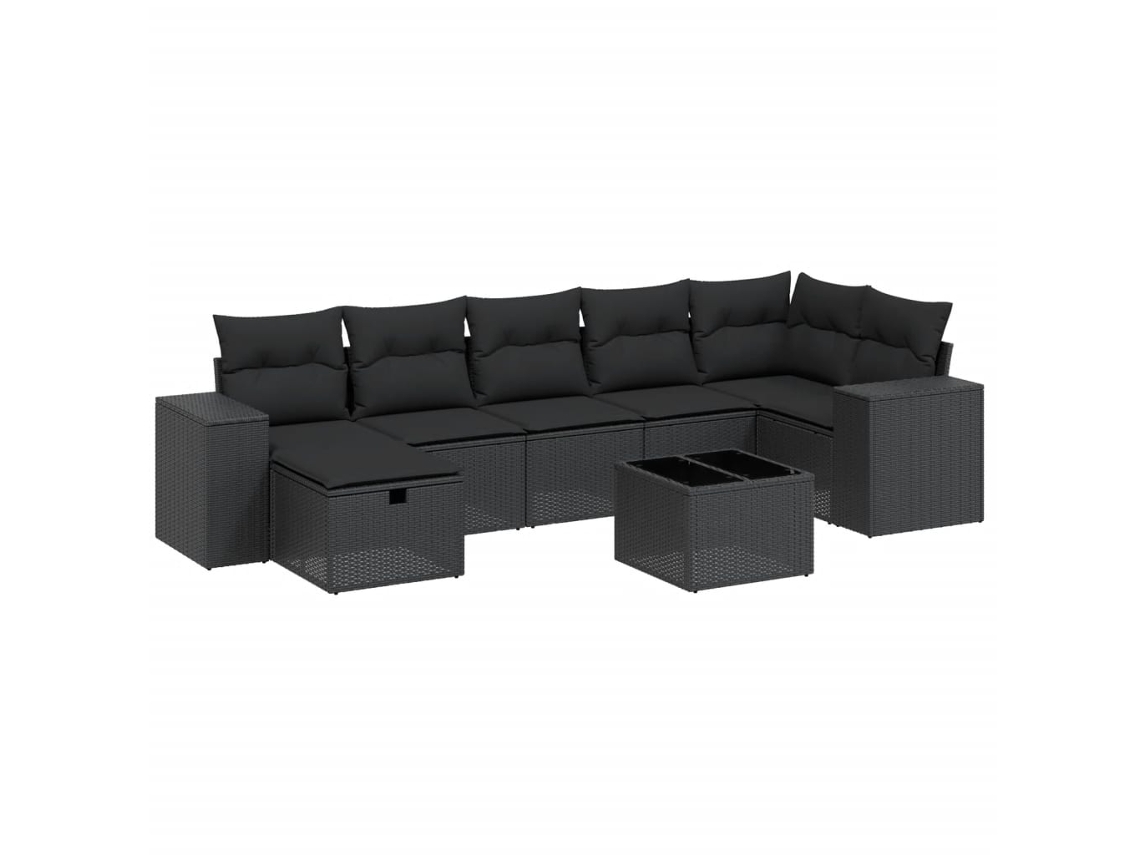 Conjunto 8 de sofás de jardín VIDAXL y cojines ratán sintético negro