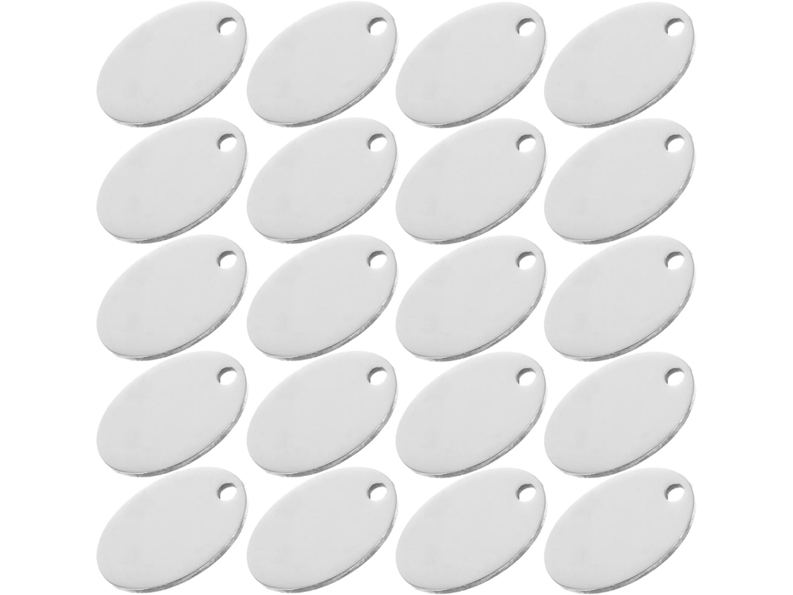 Llaveros Ovalados De Acero Inoxidable, Acabado Espejo, 16 Mm De Grosor, Paquete De 25 Unidades En Blanco.