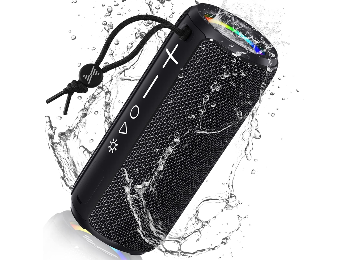 Altavoz Bluetooth inalámbrico, altavoz Bluetooth portátil, altavoces para exteriores resistentes al agua con luz, sonido estéreo Hi-Fi, Time Of R