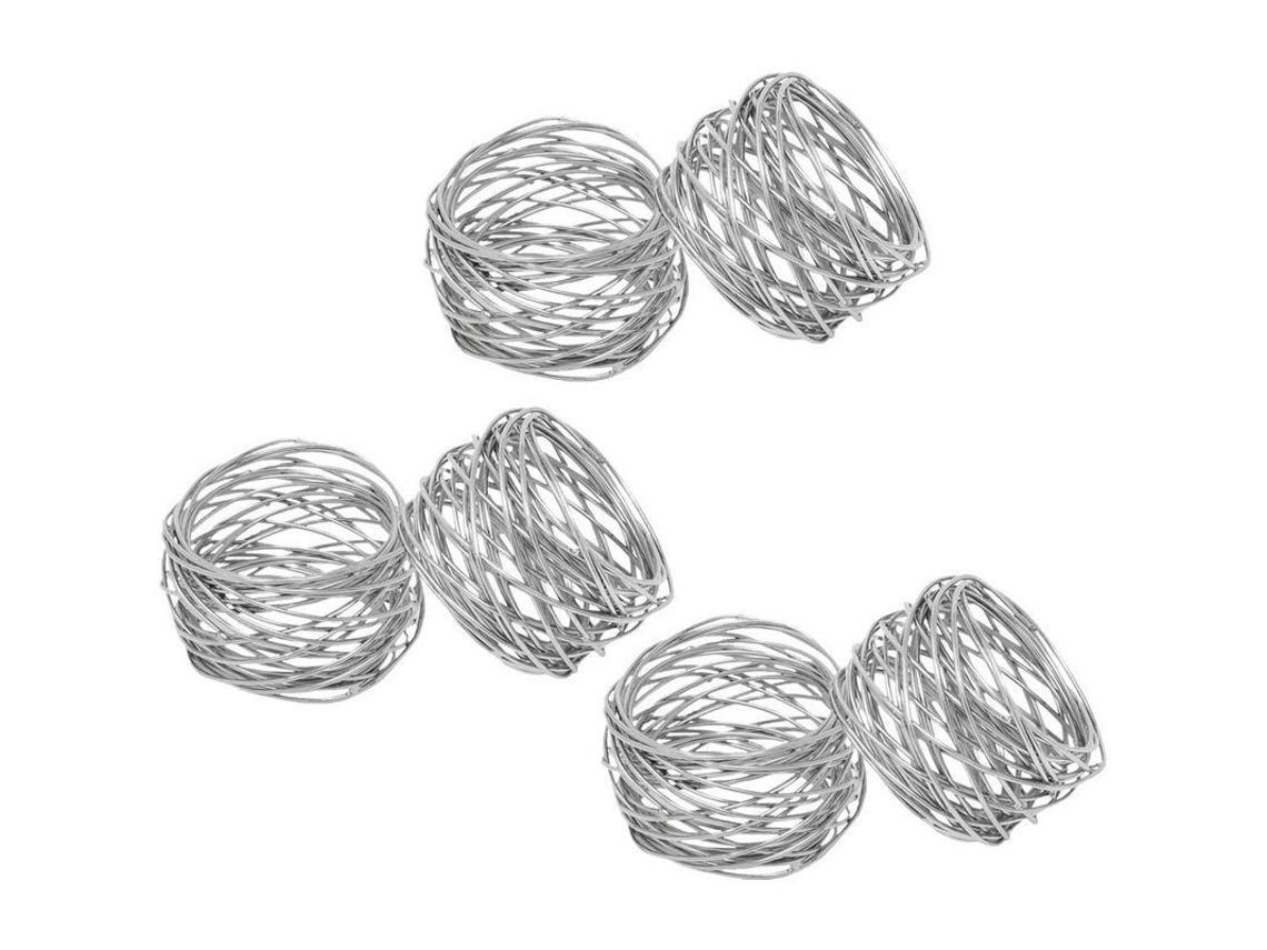 Juego De 6 Servilleteros Redondos De Plata Hechos A Mano, Para Mesas De Cena Y Fiestas Cotidianas.
