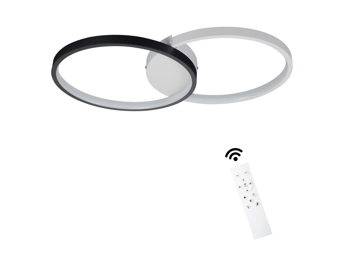 Luz de Techo Led 45W 3000K-6000K 50Cm Negro Regulable Moderna con Control Remoto Lámpara de Diseño de Metal para NETTLIFE