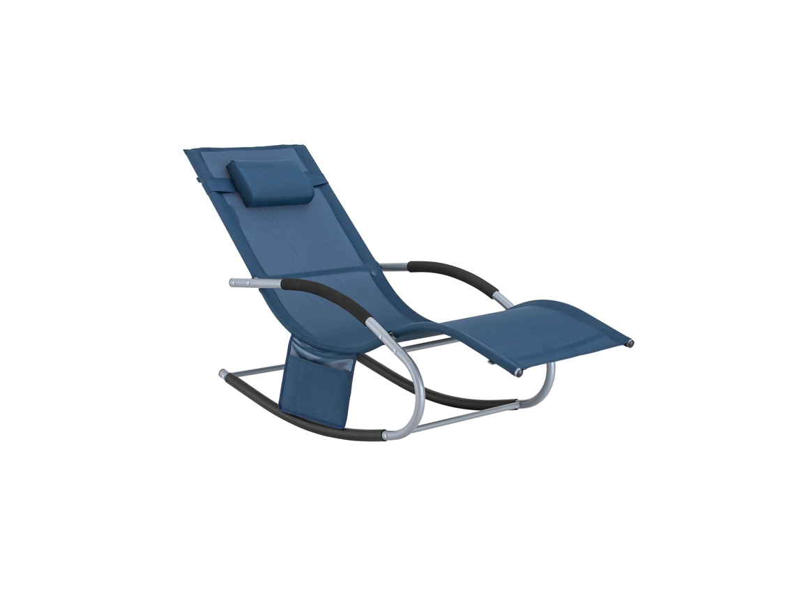 SOBUY OGS28-NB Tumbona Mecedora Con Almohada Y Bolsillo Color Azul De Prusia