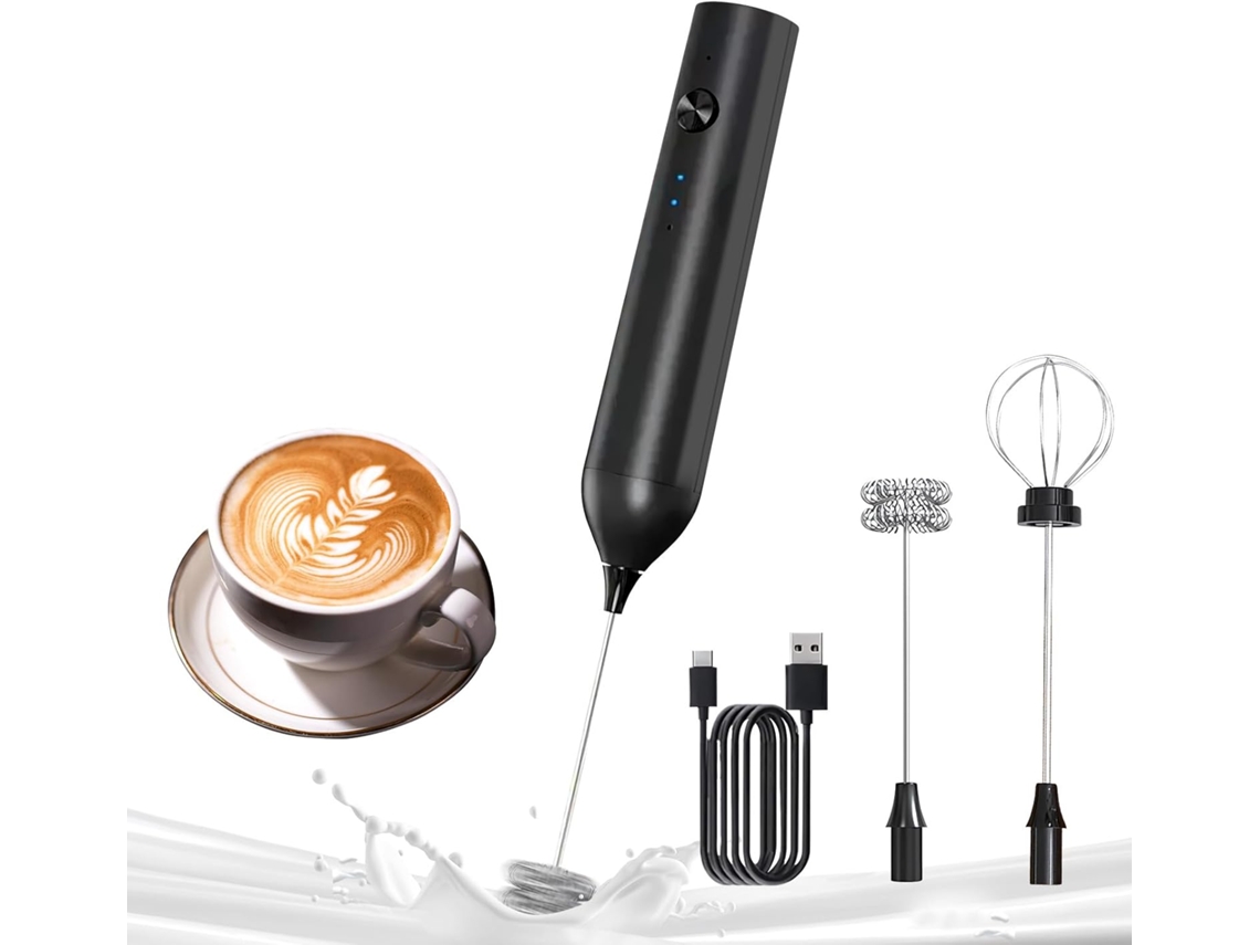 Espumador de leche, batidora eléctrica recargable por USB, ideal para café, capuchino y chocolate caliente.
