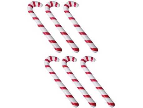 Muleta inflable de 6 uds., bastón de caramelo de Navidad, globo de juguete, adornos colgantes para árbol de Navidad