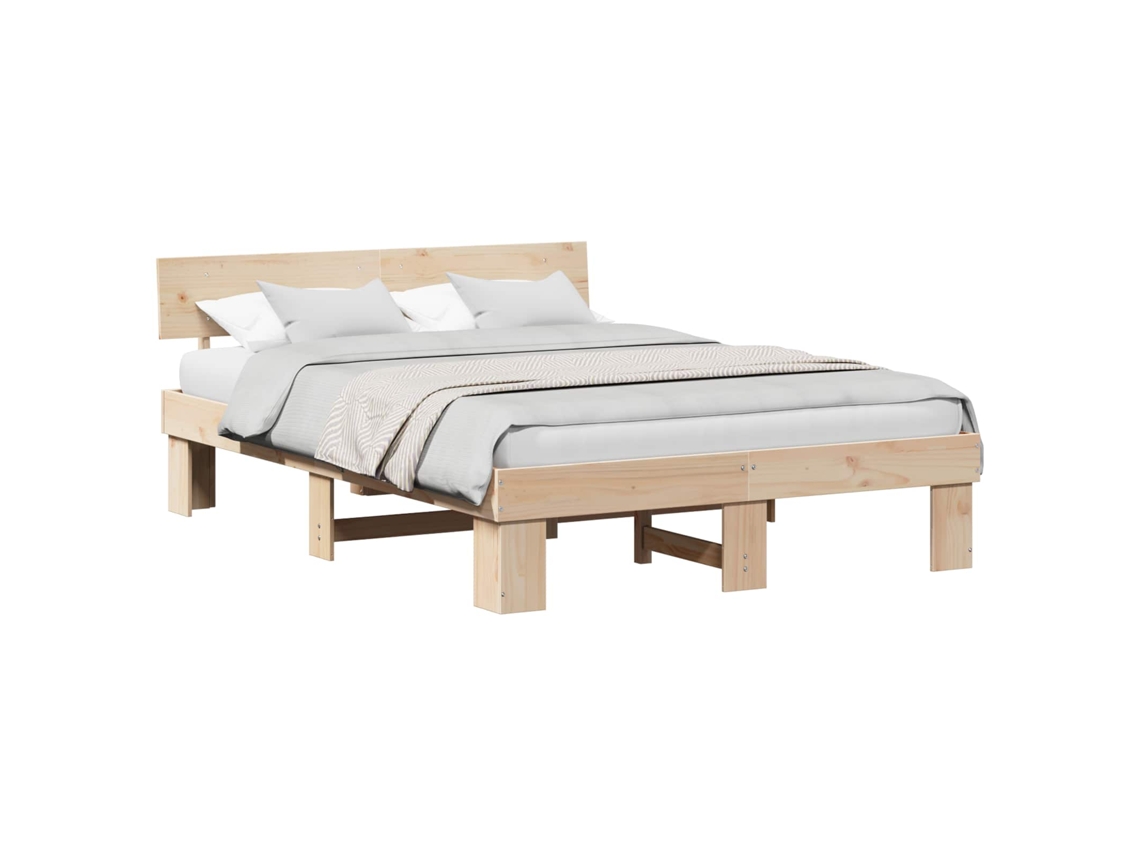 Maison Exclusive - Estructura De Cama Natural 140 X 200 Cm Madera De Pino Macizo