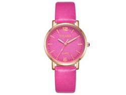 Reloj De Cuarzo Informal Para Mujer Con Correa De Pu, Diseño Sencillo Y Elegante, En Rosa Y Rojo.