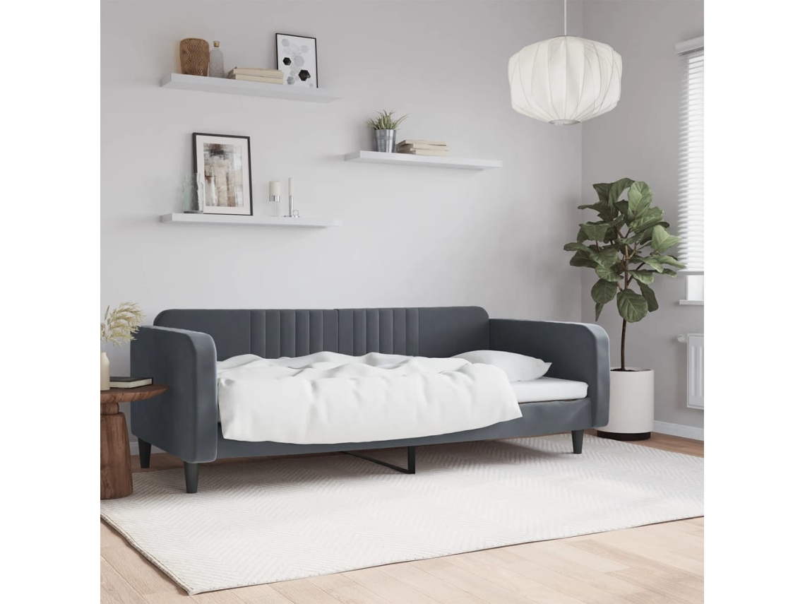 Sofá Cama Sin Colchón Terciopelo Gris Oscuro 100x200 Cm