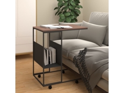 Mesa Auxiliar Con Ruedas Madera Ingeniería Negra 55x36x63,5 Cm