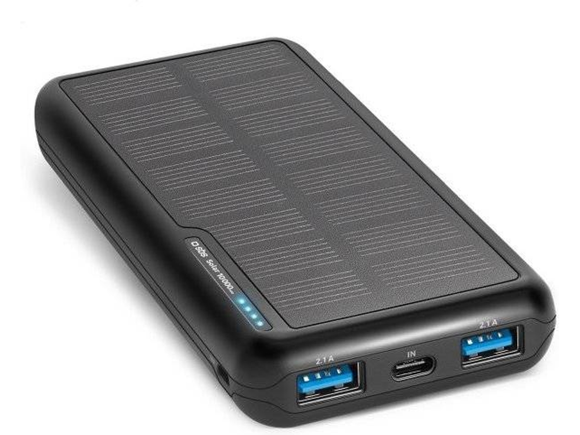 Powerbank SBS Solar FastCharge (10000 mAh - USB - USB-C - Negro)