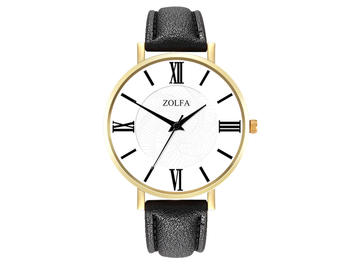 Reloj De Pulsera De Cuarzo Para Parejas Con Correa De Pu, Estilo Sencillo, Negro.