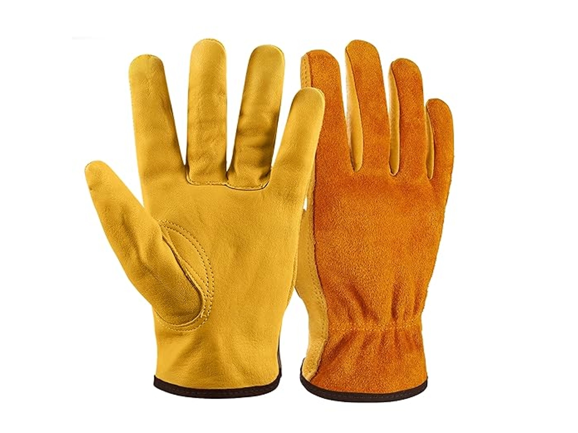 Guantes de trabajo - Piel resistente a las espinas - Protección para la construcción/carpintería - Robustos, transpirables - Talla pequeña