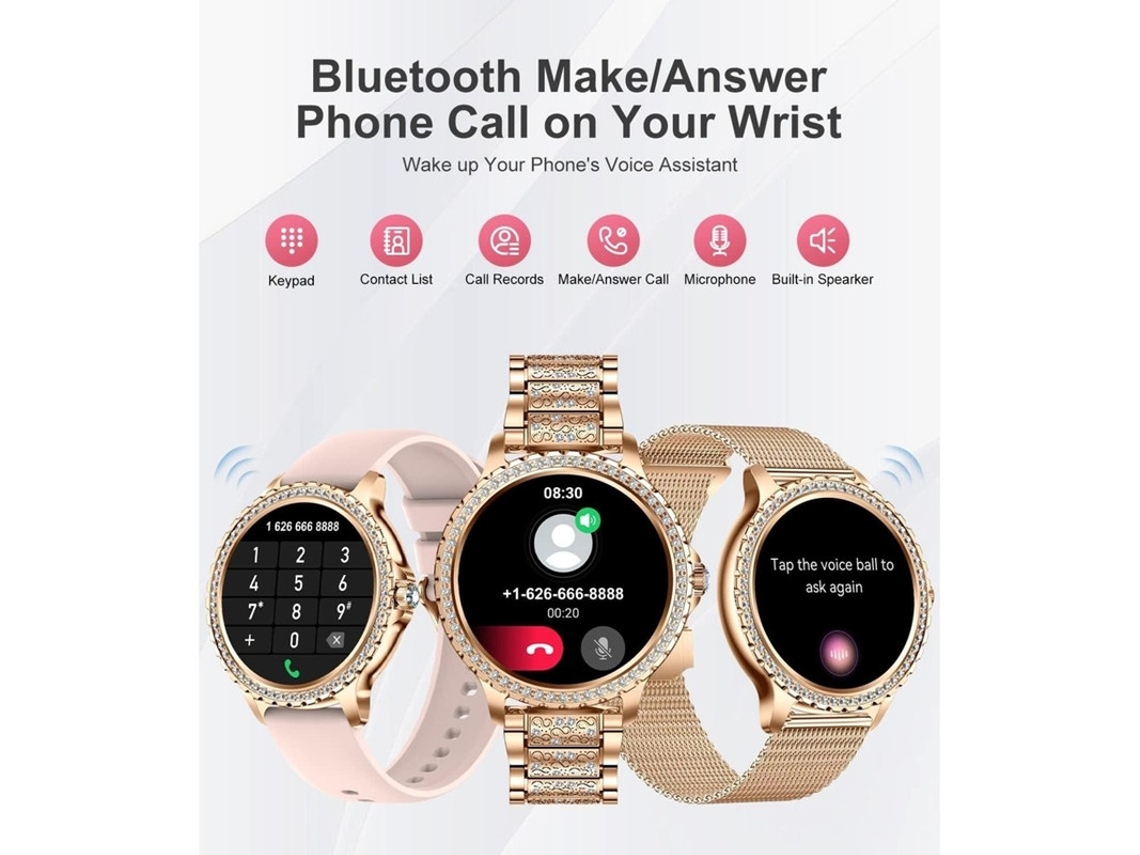 Reloj inteligente LIGE para mujer con llamadas Bluetooth, reloj de fitness femenino de 1,32 pulgadas con monitorización de presión arterial, oxígeno y frecuencia cardíaca. Bestvite