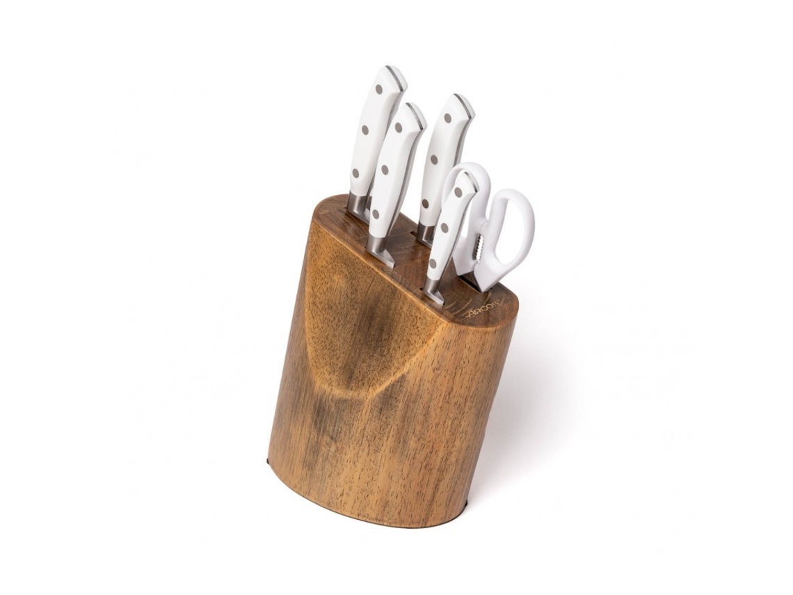 Arcos Juego Cocina 4 pzas. Serie Riviera Blanc + Tijeras + Taco Madera