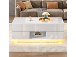 Mesa De Centro Elevable De 100*45*43 Cm Con 2 Cajones Y Luz Led.