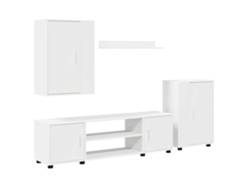 Conjunto de mueble de TV blanco de 4 piezas, madera procesada, EXCLUSIVO DE LA CASA