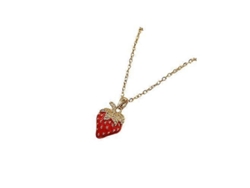 Collar Con Colgante De Fresa Y Circonita Brillante En Acero Inoxidable Para Mujeres Y Niñas.