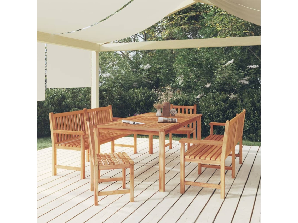 Juego de comedor de jardín de 5 piezas en madera maciza de teca DKD Home Decor