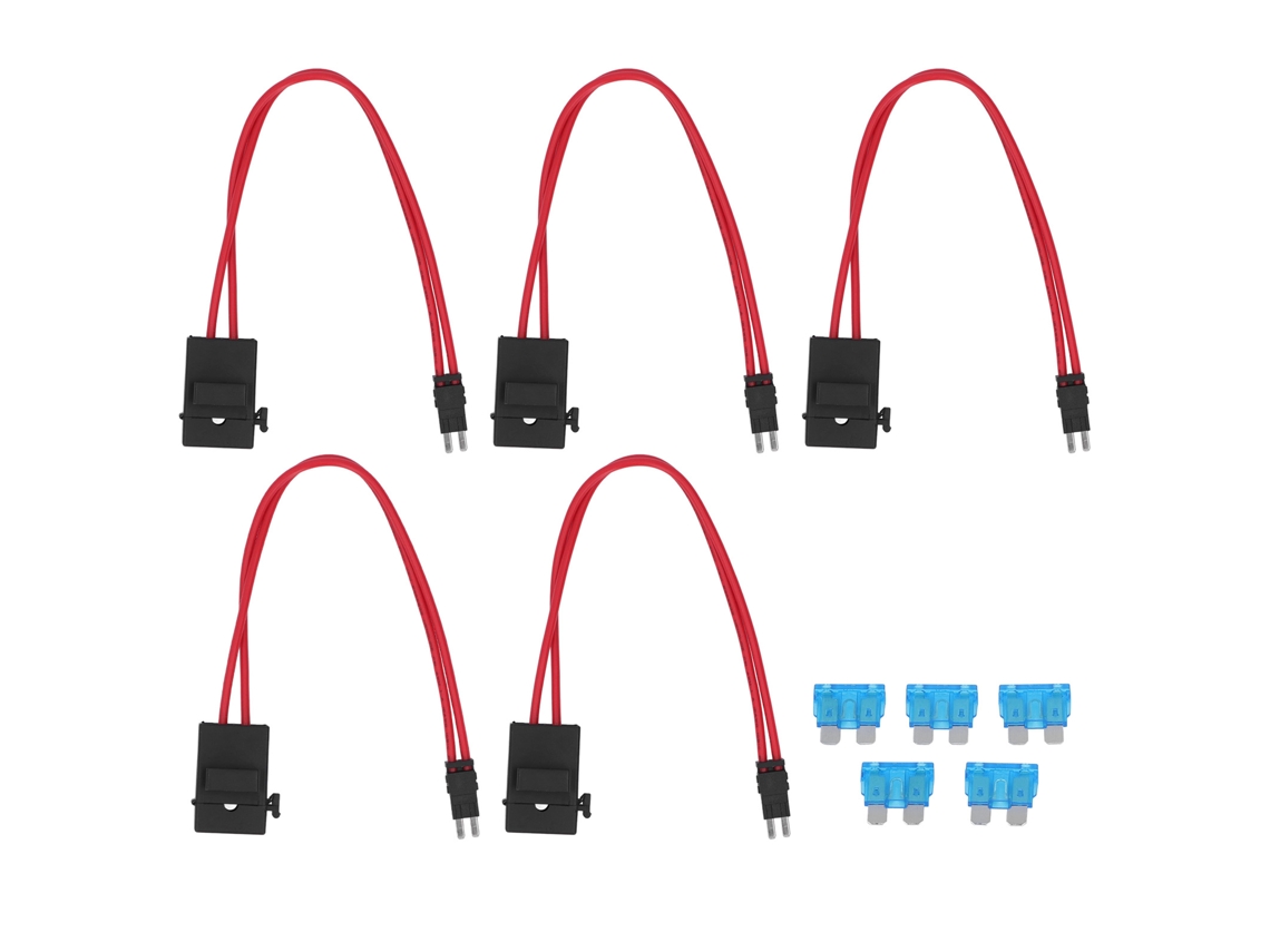 5 Mini Portafusibles Para Coche De 20 A Y 16 Awg Con Extensión De Cable Y 5 Fusibles Atm