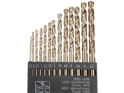 Juego de 13 brocas de metal HSS M35 de cobalto al 5% para taladros métricos de alta velocidad de 1,5 a 6,5 mm, para acero inoxidable, madera y plástico.