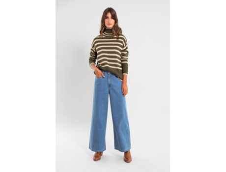 Pantalones de Mujer THROTTLEMAN Largo Azul (40)