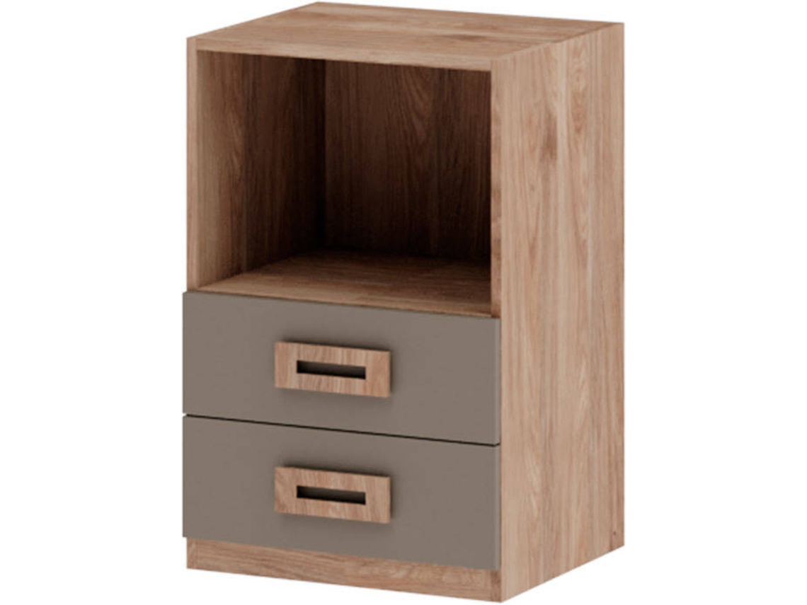 Mesita de Noche MUEBLAM Roble Grey Melamina (48x73x42 cm)