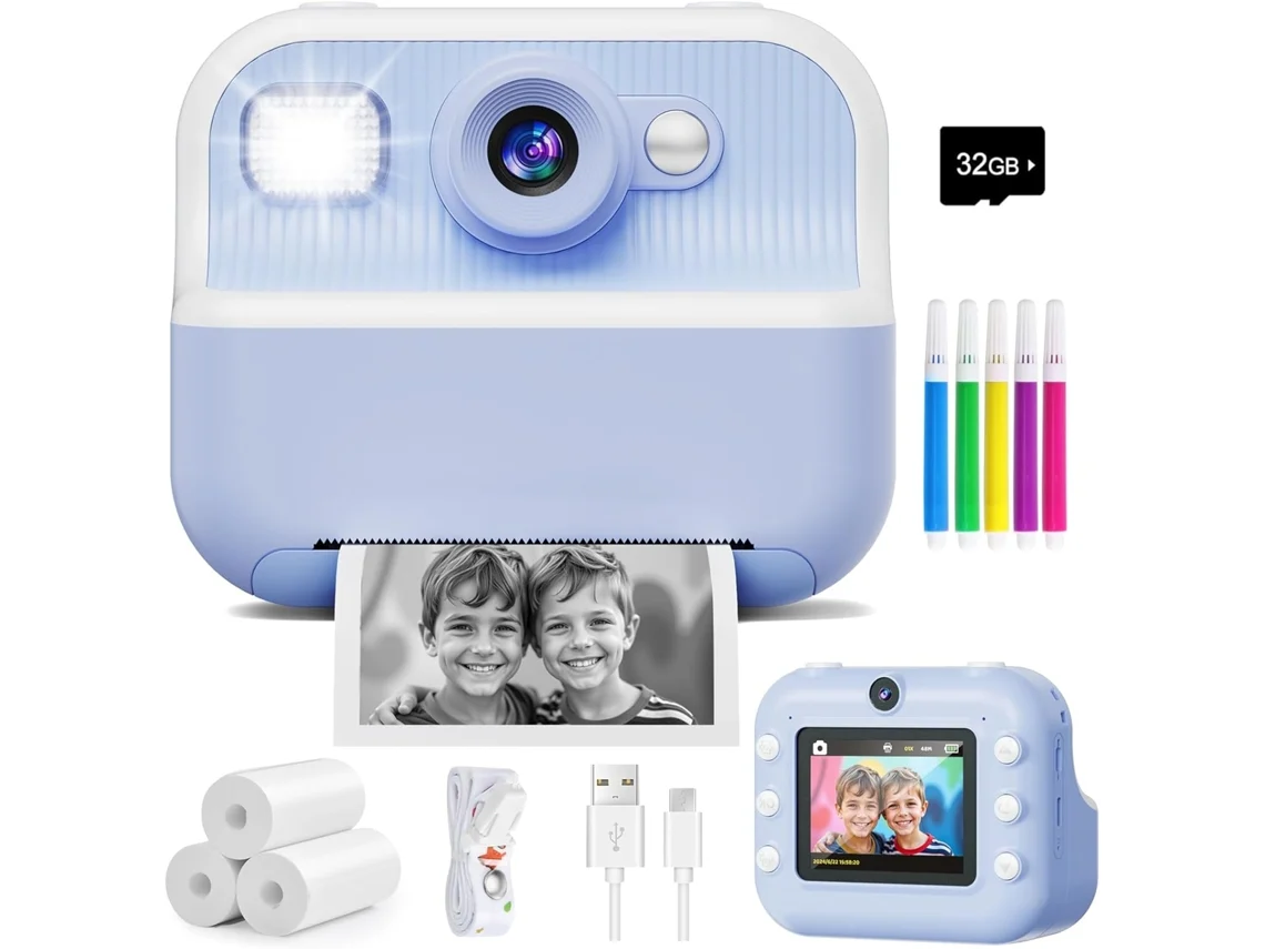 Cámara Instantánea Para Niños Cámaras Duales De 48000 W Para Niños De 3 A 12 Años  Azul DIGITALLAB
