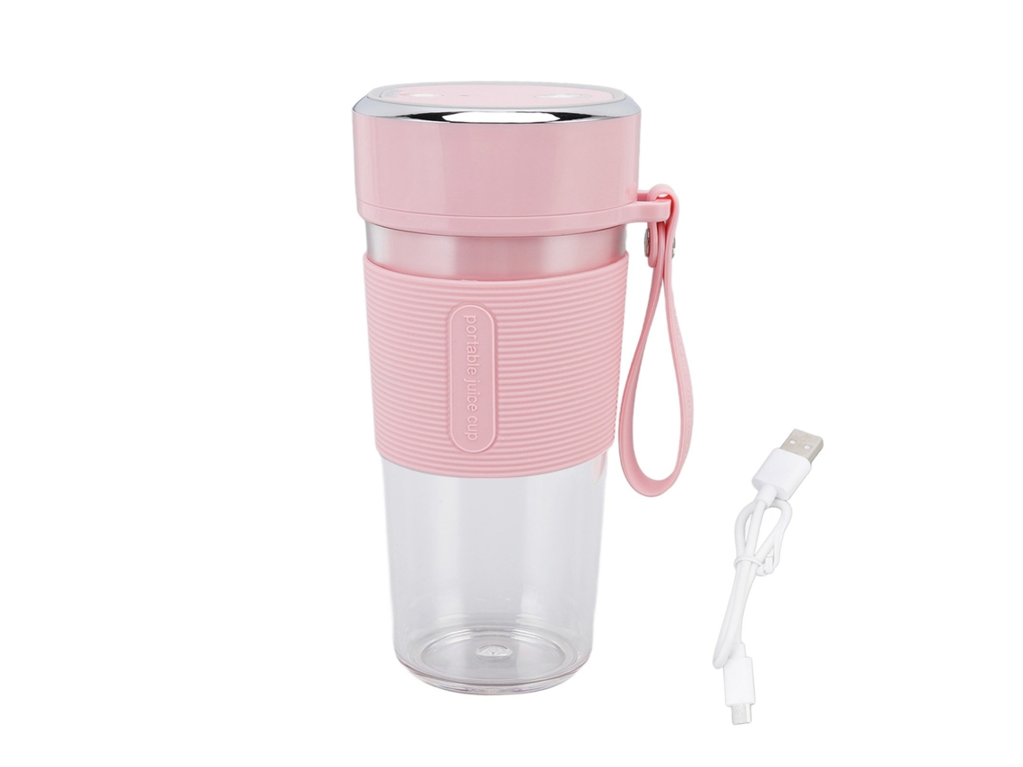 Licuadora portátil de 300 ml y 30 W con cuchilla de acero inoxidable, carga USB de 1200 mAh, fácil de usar para viajes y uso doméstico.
