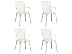 Sillas de jardín de aluminio fundido blanco de 4 piezas DKD Home Decor