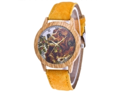 Reloj De Pulsera Unisex Con Estampado De Perro, Estilo Vaquero, Correa De Cuarzo, Amarillo, Zhoulianfa