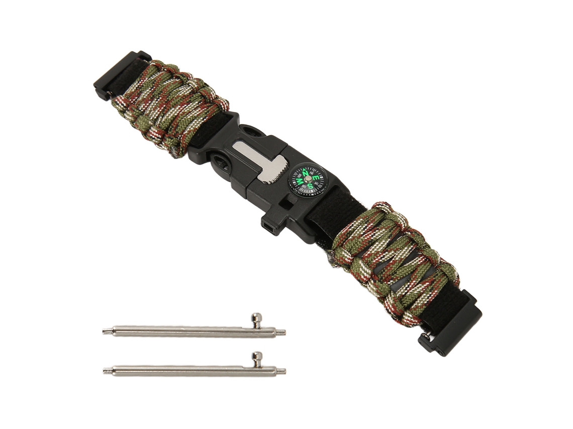 Pulsera De Paracord 6 En 1 Con Brújula Y Encendedor, Compatible Con Huami Camouflage Green.