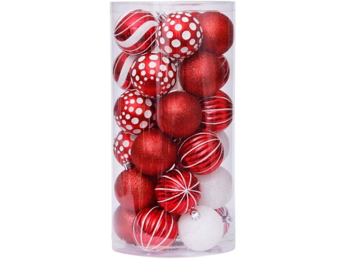 Juego De 30 Bolas Navideñas Irrompibles, Bolas Pintadas Para Árbol De Navidad.