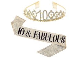 Conjunto De Diadema Y Tiara Con Diamantes De Imitación Y Letras Para Fiesta De Cumpleaños Femenina Jikaix