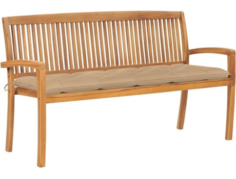Banco de exterior VIDAXL Beige Teca (159x57.5x90 cm)