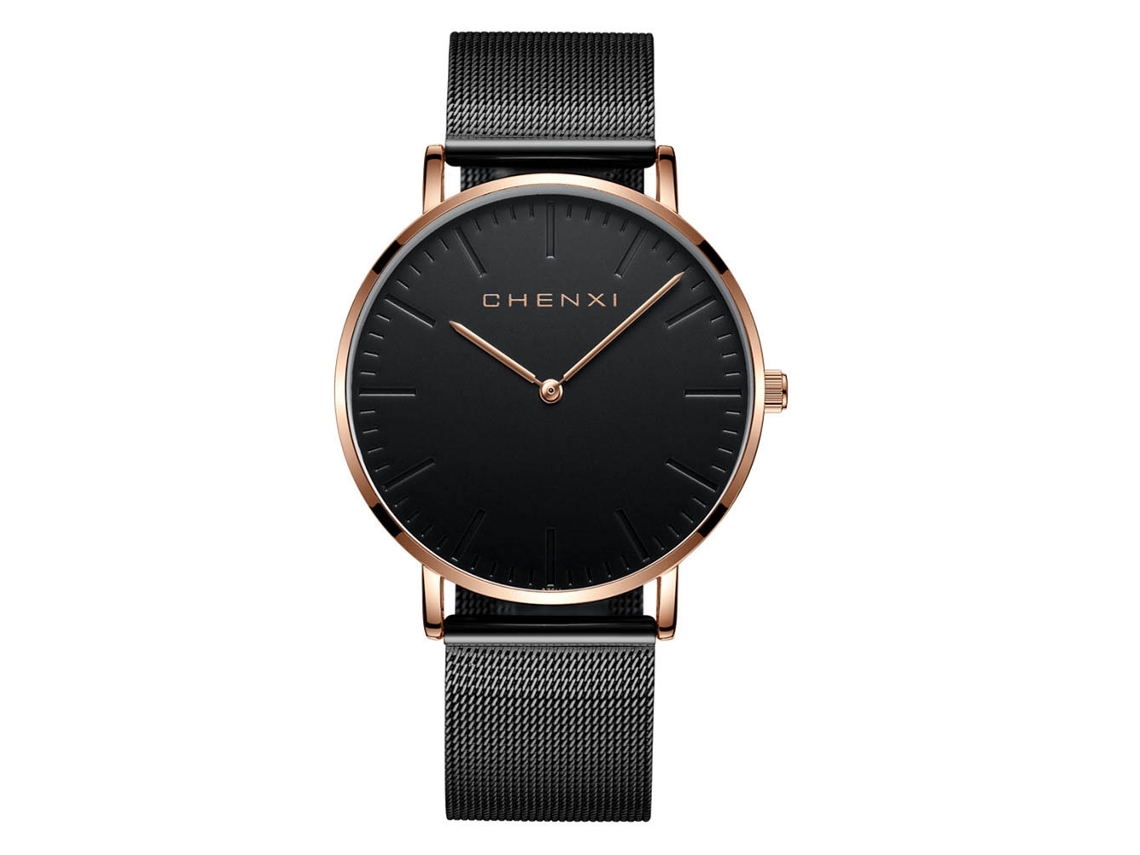 Reloj De Pareja Para Hombre, Rosa Y Negro, De Cuarzo, Resistente Al Agua, Con Correa De Malla.