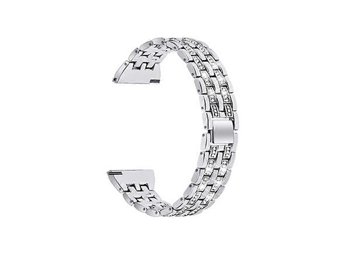 Pulsera de acero inoxidable de 22 mm con doble fila de diamantes para reloj inteligente Samsung.