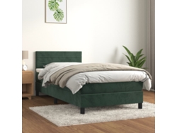 Estructura De Cama Con Muelles/Colchón 90X190 Cm Terciopelo Verde Oscuro