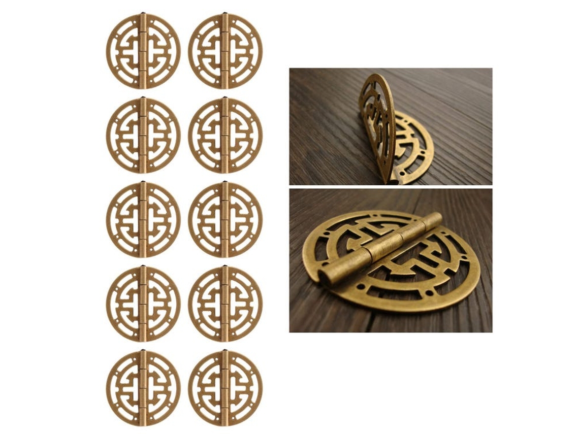 Juego De 10 Bisagras Redondas De Latón Y Bronce De Estilo Antiguo, Resistentes A La Corrosión, Para Joyeros, Gabinetes, Cajas De Regalo, Etc.