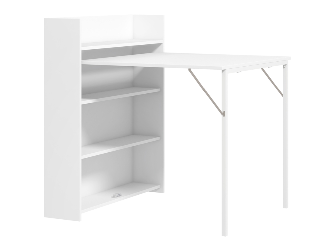 Esta Mesa De Comedor Plegable Es Perfecta Para Apartamentos Pequeños. Cuenta Con Cuatro Estantes Ocultos Y Función Antivuelco.