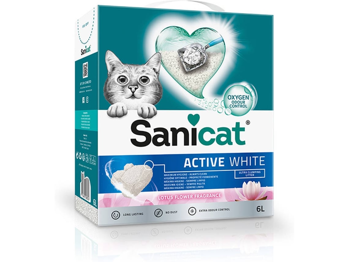 Arena Absorbente para Gatos SANICAT Active White Lotus Flower (6L) Worten.es Arena Absorbente para Gatos SANICAT Active White Lotus Flower (6L) Worten.es
