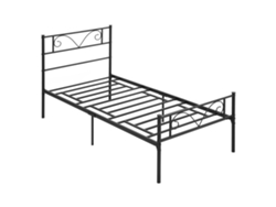 Estructura De Cama Individual De Metal Con Cabecero De Mariposa, 90x190cm, Negra.