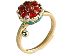 Anillo Giratorio De Rueda De Oración Budista 7 Chakras Floral Ajustable Para Buena Suerte