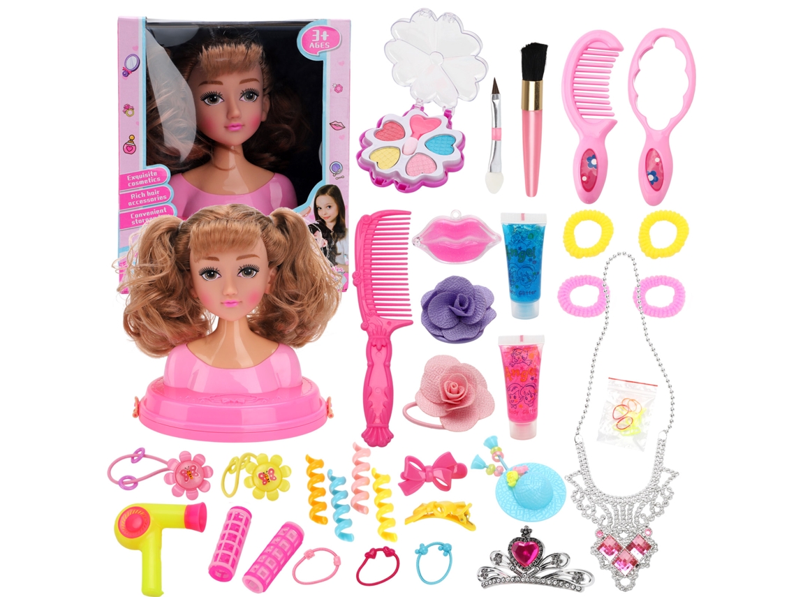 Cabeza De Muñeca De Juguete Para Peinado Y Maquillaje - Kit De Salón Con Accesorios - Regalo