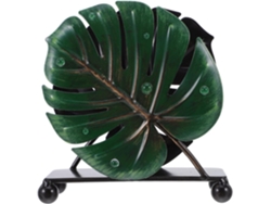 Servilletero Decorativo Hierro Forjado Diseño Monstera Soporte Servilletas Independiente Pintado Verde