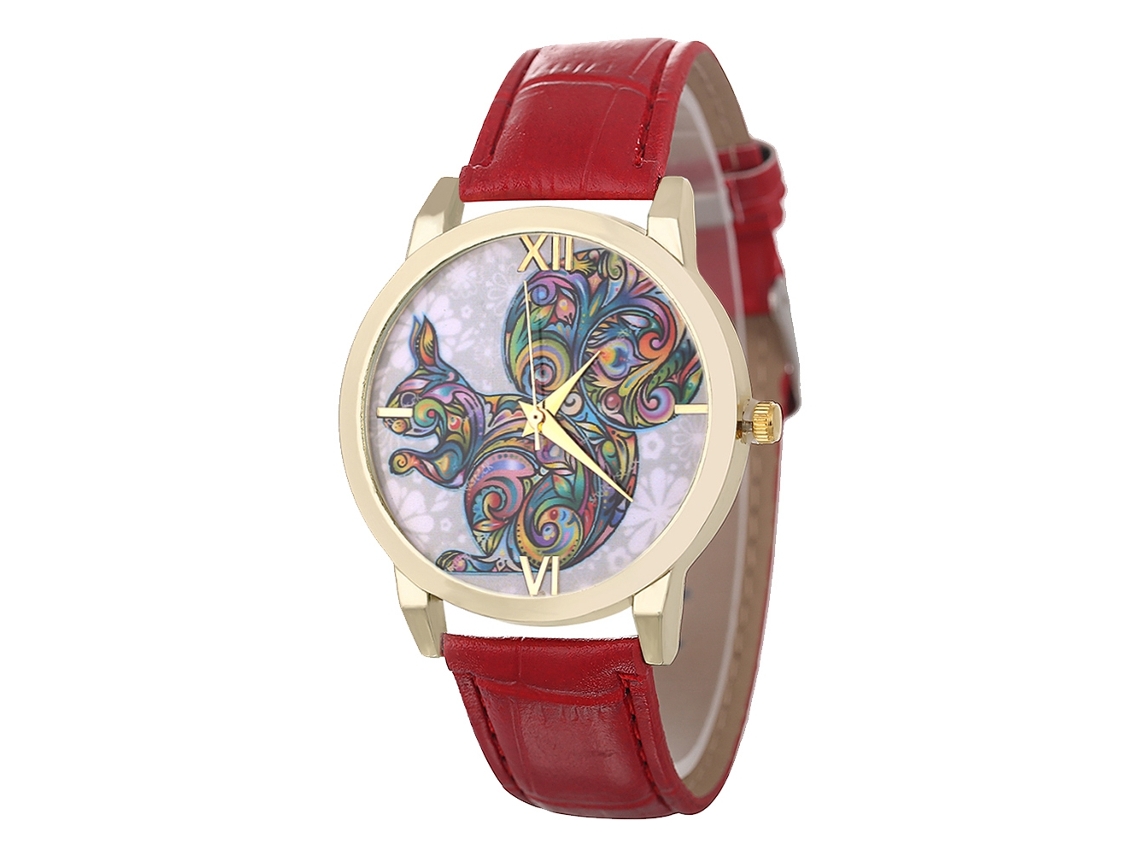 Reloj De Pulsera Casual Para Mujer Estudiante, Moda Cuarzo Rojo Brillante