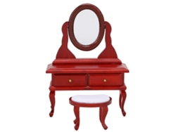 Ats-mueble Miniatsura Para Casa De Muñecas: Mesa De Maquillaje Estilo Europeo Modelo En Madera Color Roble 1:12